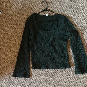 Old Navy Dark Green Textured Top